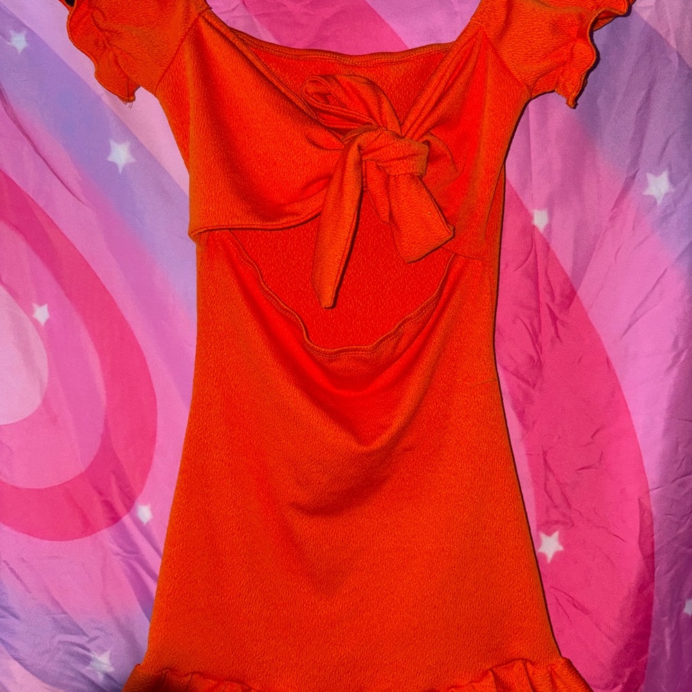 SHEIN Orange Ruffled Jumpsuit